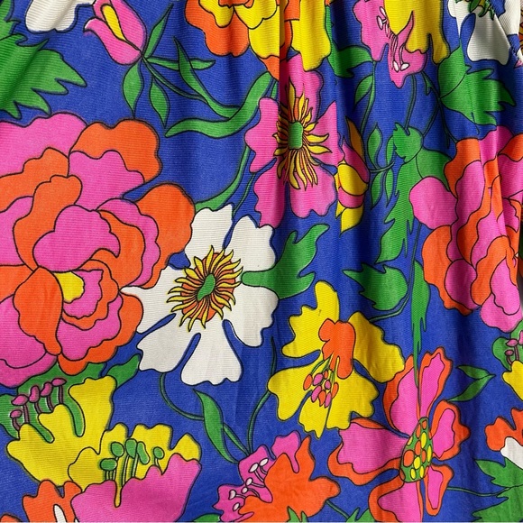 Vintage floral Robe psychedelic 60s Floral retro Mrs Roper disco Chic duster - Picture 5 of 7